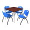 Regency Kahlo Square Table & Chair Sets, 36 W, 36 L, 29 H, Wood, Metal, Plastic Top, Cherry TPL3636CHCM47BE - alternate 1
